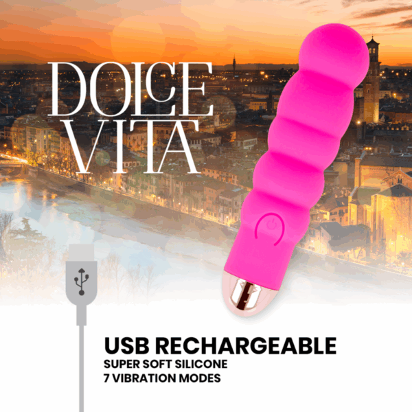 DOLCE VITA - VIBRADOR RECARGABLE SIX ROSA 7 VELOCIDADES - Imagen 4
