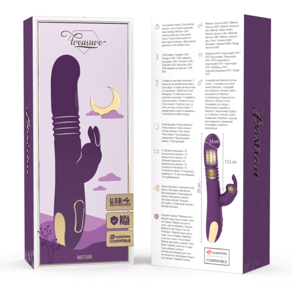 TREASURE - BASTIAN RABBIT UP & DOWN, ROTATOR & VIBRATOR COMPATIBLE CON WATCHME WIRELESS TECHNOLOGY - Imagen 3