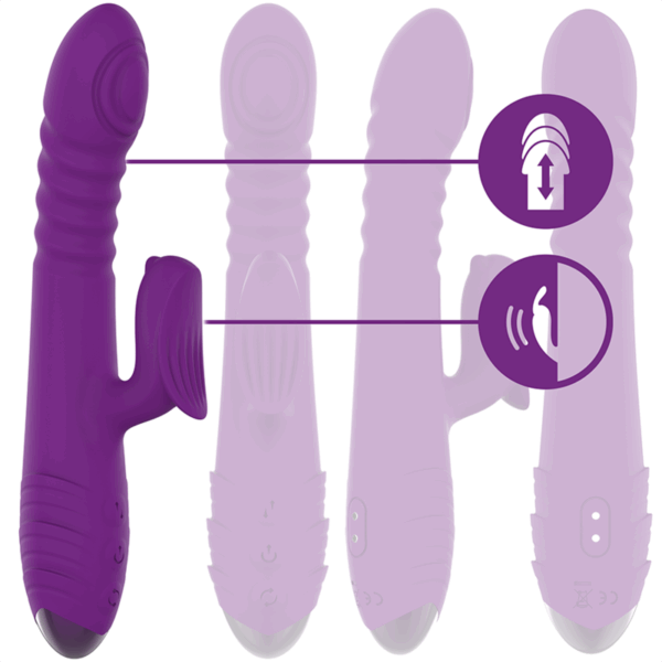 INTENSE - IGGY VIBRADOR MULTIFUNCIÓN RECARGABLE UP & DOWN CON ESTIMULADOR DE CLITORIS MORADO - Imagen 2