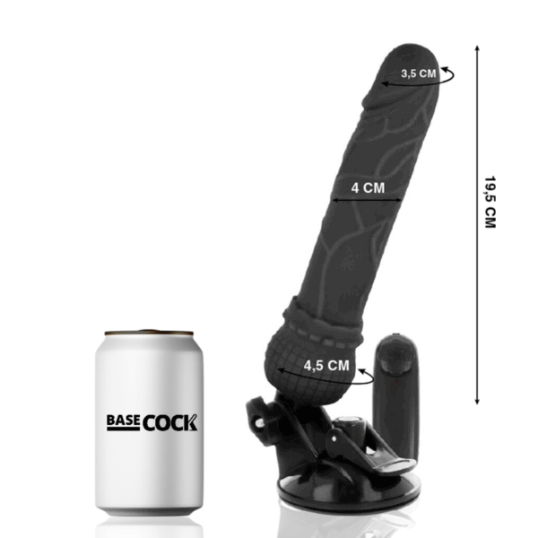 BASECOCK - VIBRADOR REALÍSTICO CONTROL REMOTO NEGRO 19.5 CM -O- 4 CM - Imagen 2