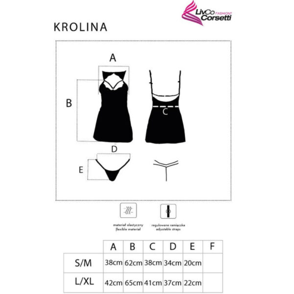 LIVCO CORSETTI FASHION - KROLINA LC 90734 CHEMISE + TANGA NEGRO L/XL - Imagen 4