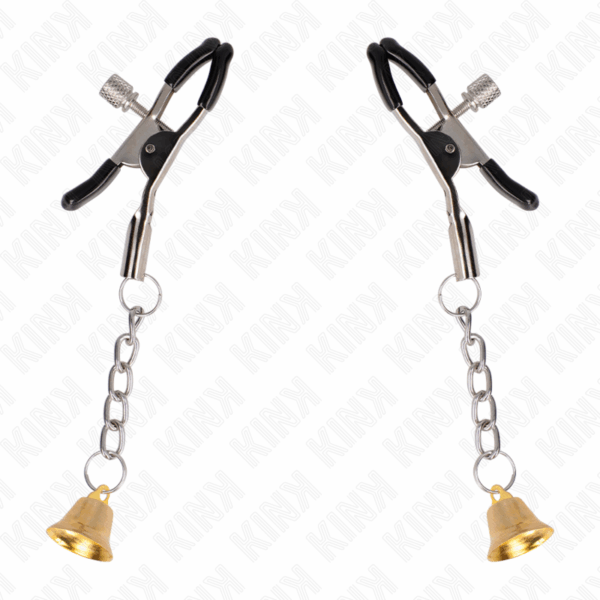KINK - PINZAS PARA PEZONES CON COLGANTE DE CAMPANA DORADO 6 CM - Imagen 2