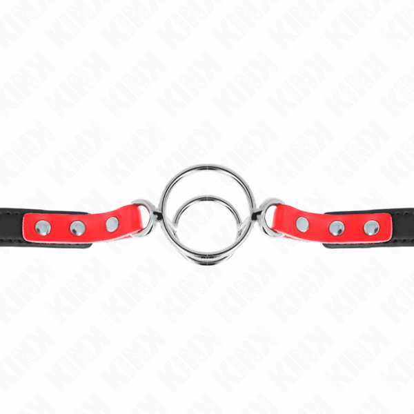KINK - MORDAZA CON MÚLTIPLES JUNTAS TÓRICAS 4 / 4.8 CM ROJO AJUSTABLE 38 X 56 CM - Imagen 4