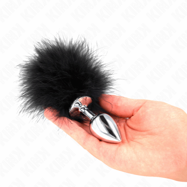 KINK - PLUG ANAL 11 x 7 CM ACERO INOXIDABLE CON PLUMA 11 CM - Imagen 3