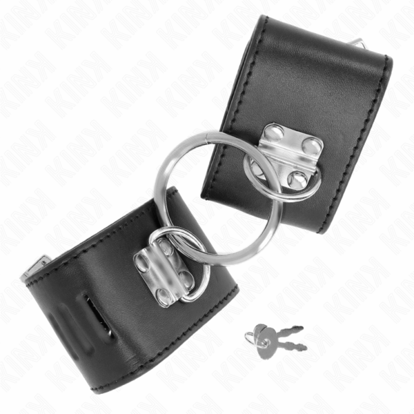 KINK - MUÑEQUERAS FIJAS CON ANILLA Y CIERRE CANDADO NEGRO AJUSTABLE 16-23 CM X 5.5 CM - Imagen 2