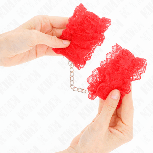 KINK - MUÑEQUERAS ELÁSTICAS DE ENCAJE ROJO - Imagen 4