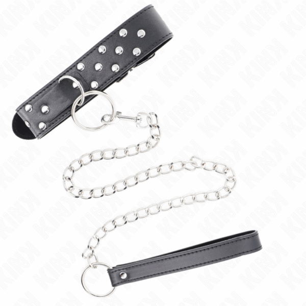 KINK - COLLAR CON CORREA 65 CM REMACHE ANILLA NEGRO AJUSTABLE 36-50 CM X 3.8 CM - Imagen 4
