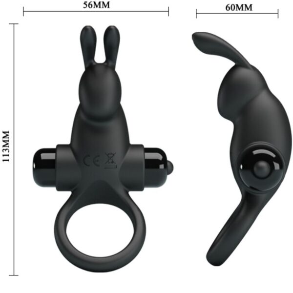 PRETTY LOVE - ANILLO VIBRADOR + ESTIMULADOR RABBIT CLÍTORIS 10 VIBRACIONES NEGRO - Imagen 3