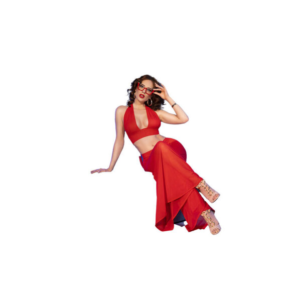 CHILIROSE - CR  4857 SET TOP Y PANTALONES ROJO TALLA M - Imagen 4