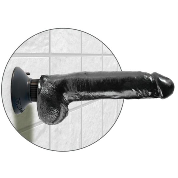 KING COCK - DILDO VIBRADOR CON TESTÍCULOS 23 CM NEGRO - Imagen 4