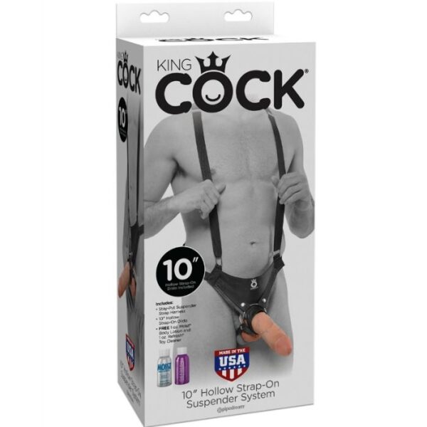 KING COCK - STRAP-ON CON DILDO HUECO 25.5 CM Y TIRANTES COLOR CARNE - Imagen 2